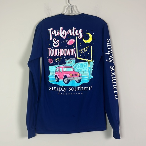 Simply Southern Collection T-Shirt Women Small Navy Long Sleeve 100% Cotton - Picture 6 of 7